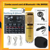 Bộ Mic Thu Âm BM900 Sound Card V8 tiếng anh có auto-tune có Bluetooth - Bộ live stream là đã có thể thu âm livestream
