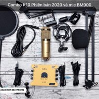 Bộ mic thu âm BM900 Sound Card XOX K10 2020 phiên bản tiếng anh chân màng có sẵn dây live stream