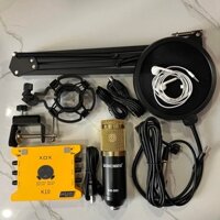Bộ mic thu âm BM900 Sound Card XOX K10 2020 phiên bản tiếng anh chân màng đầy đủ đã có dây live và tặng tai nghe