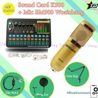 Bộ mic thu âm BM900 Woaichang đi sound card k500 có bluetooth Auto-tune kèm chân đế màng lọc dây livestream MA2