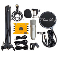 Bộ mic thu âm ISK at100 sound card xox K10 phiên bản 2020 chân kẹp màng lọc đã có dây live stream tặng kèm tai nghe