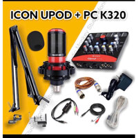 Bộ mic thu âm live stream Takstar K320 và sound card icon upod pro kèm tai nghe,kẹp mic,Dây kết nối