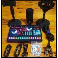 Bộ mic thu âm livestream AQTA P1 và sound card X5 kèm kẹp mic,tai nghe,kẹp điện thoại