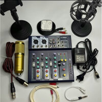 Bộ mic thu âm livestream BM900 & Mixer F4 Bluetooth kèm phụ kiện đầy đủ dây livestrwam , lấy nhạc , tai nghe