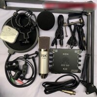 Bộ mic thu âm livestream ISK AT350-CARD XOX K10 2020 bản kỷ niệm kèm tai nhét chân đế màng lọc bảo hành 06 tháng