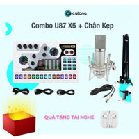 Bộ Mic Thu Âm Livestream Mic U87MK cùng Card X5 tặng tai Nghe, Kẹp Điện Thoại, Giá Nhựa