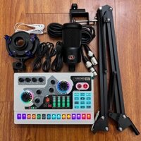 Bộ mic thu âm livestream siêu hót MIC 48V AQTA P1 Và Sound Card X5 bản mới nhất đầy đủ hiệu ứng chức năng tặng tai nhét