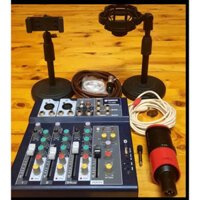 Bộ mic thu âm livestream Takstar K320 và Bàn trộn mixer F4 kèm kẹp mic,kẹp điện thoại,tai nghe