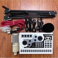 Bộ Mic Thu Âm Mới Nhất 2023 Mic PC K200 + Sound Card X5 tích hợp nguồn 48V cắm trực tiếp mic 48V kèm phụ kiện đầy đủ