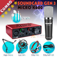 Bộ Mic Thu Âm Soundcard Solo gen 3 & Mic Takstar K600 Livestream karaoke đầy đủ phụ kiện