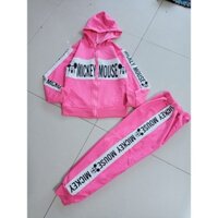 bộ mickey khoá kéo có mũ bé gái