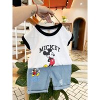 Bộ mickey quần jean cool ngầu bé trai