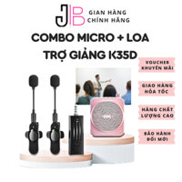 Bộ Micro Cài Áo Không Dây K35D Dành Cho Giáo Viên, Mic Trợ Giảng Jack 3.5mm Cắm Loa Khuếch Đại (JB STU PRO)