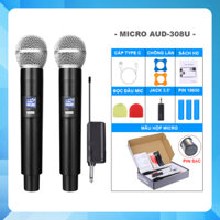 Bộ Micro Karaoke Không dây AUD308U | AUD-6002G | AUD-102 Cao cấp, hiện thị tần số, Chuyên dụng cho mọi Loa kéo, Amply