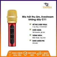 Bộ micro thu âm karaoke livestream cực đỉnh C11 cho bạn trẻ phiên bản tiếng Anh, tương thích với các dòng điện thoại IOS Android và Máy tính