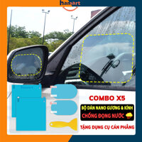 Bộ Miếng Dán Chống Nước Gương Ô Tô Xe Máy Dán Kính Chống Mưa Chống Đọng Nước Phủ NANO Cao Cấp - COMBOx4 Dán NANO