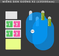 Bộ Miếng Dán Chống Nước Gương Ô Tô Xe Máy Dán Kính Chống Mưa Chống Đọng Nước Phủ NANO Cao Cấp - 2 Miếng Gương 95135mm