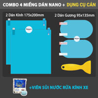 Bộ Miếng Dán Chống Nước Gương Ô Tô Xe Máy Dán Kính Chống Mưa Chống Đọng Nước Phủ NANO Cao Cấp - COMBOx4 Dán NANO