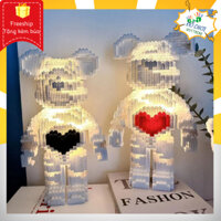 Bộ Mô Hình Bearbrick Size 35cm, Lắp Ghép Bearbrick Ôm Tim/Ôm Hoa Lãng Mạn,Phù Hợp làm Quà Tặng Cho Các Cặp Đôi, Kèm HDSD