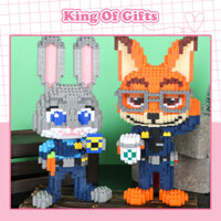 Bộ mô hình đồ chơi lắp ráp 3D xếp hình cáo và thỏ cỡ vừa cao 32cm QC Store