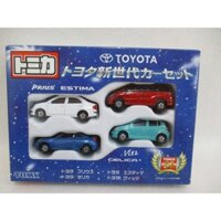 Bộ mô hình hiếm Tomica 4 models 30th anniversary TOYOTA Prius - Estima - Vitz - Celica (Tomy logo - China) 4 colour Box