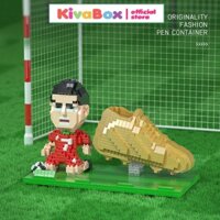 Bộ mô hình lắp ráp hộp đựng bút nhân vật siêu sao bóng đá Ronaldo, Messi Kivabox dành cho các bé