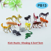 Bộ Mô Hình Nhựa Đồ Chơi 12 con Rắn Rồng Chuột Gà Thỏ Ngựa Khỉ Hổ Heo Bò Cừu Chó PB13 - PB13