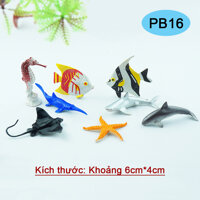 Bộ Mô Hình Nhựa Đồ Chơi 8 con Cá Ngựa Cá Mập Cá Heo Cá Kiếm Cá Đuối Sao Biển Rêu PB16 - PB16