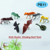 Bộ Mô Hình Nhựa Đồ Chơi 8 con Hổ Rắn Đại Bàng Tê Giác Chó Sói Khỉ Hà Mã PB11 - PB11
