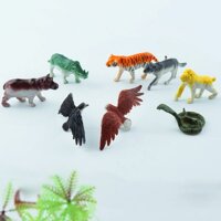 Bộ Mô Hình Nhựa Đồ Chơi 8 con Hổ Rắn Đại Bàng Tê Giác Chó Sói Khỉ Hà Mã PB11