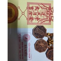 Bộ móc khóa bát quái phù trăm đều không cấm kỵ kinh dịch phong thủy kèm lá trăm đều  VHMART57
