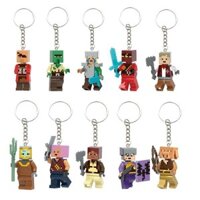 Bộ móc khóa Minecraft tương thích với đồ chơi, khối xây dựng, mô hình nhỏ, mặt dây chuyền ba lô, đồ chơi Steve Zombie Villager