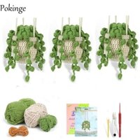 Bộ móc thực vật POKINGE, Bộ dụng cụ khởi động cây treo Bộ dụng cụ đan, Bộ dụng cụ móc thực vật trong chậu bằng lá xanh DIY dành cho người mới bắt đầu