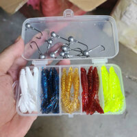 🐠Bộ Mồi Tôm tích size 6.5cm  Gồm 25 con mồi và 10 cái lưỡi Jig 3.5g  Thông số như ảnh