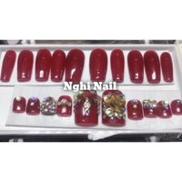bộ móng tay+chân sơn gel đính đá 100% ( ảnh thật ).