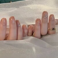 Bộ Móng Tay Giả Ngắn Màu nude Trong Suốt Dùng Trang Trí