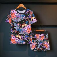 BỘ MOSCHINO HOA ĐEN QUẦN NỈ ĐAI ĐEN MOS8787