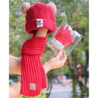 Bộ mũ, khăn và găng tay cho bé từ 2 - 8 tuổi - Lado Shop