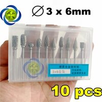 Bộ mũi doa hợp kim Đài Loan 10 chi tiết DOA-36-10 kích thước 3x6mm