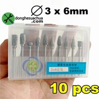 Bộ mũi doa hợp kim Đài Loan 10 chi tiết DOA-36-10 kích thước 3x6mm