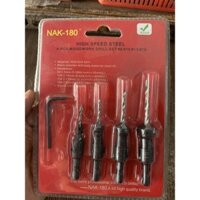 BỘ MŨI KHOAN 2 TẦNG ĐUÔI LỤC GIÁC, BỘ MŨI LÃ GỖ ĐUÔI LỤC GIÁC 4 MŨI