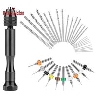 🔥Bộ mũi khoan cầm tay, 25 mũi khoan xoắn và 10 mũi khoan Mini PCB, Dụng cụ khoan trang sức cho đất sét Polymer nhựa