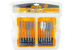 Bộ mũi khoan gỗ đầu dẹp 12 chi tiết Ingco AKDL1201