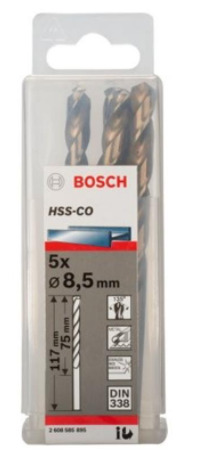 Bộ mũi khoan Inox Bosch HSS-Co 11mm (5 mũi) 2608585901