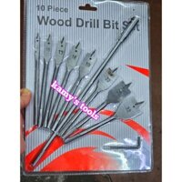 Bộ mũi khoan khoét lỗ gỗ hình đuôi cá 10 chi tiết 6mm 10mm 13mm 16mm 19mm 22mm 25mm 32mm, mũi khoét gỗ
