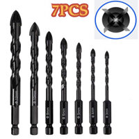 Bộ mũi khoan lục giác chéo 3-12mm 4 cạnh cho gạch sứ bê tông Bộ mũi khoan kim loại thủy tinh Dụng cụ khoan cacbua Mũi khoan gạch & mũi khoan thủy tinh