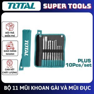 Bộ mũi khoan và mũi đục bê tông 10 chi tiết Total TACSD19101