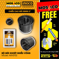 Bộ mũi khoét nhiều vòng INGCO AKHS702 Đường kính lỗ khoét 26 32 38 45 50 56 63mm Chiều cao mũi 50mm - MOSACO