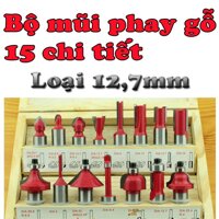 Bộ mũi phay gỗ 15 chi tiết 12.7mm hàng L1 Bộ mũi soi gỗ 15 chi tiết Bộ phay bộ mũi phay bộ mũi router