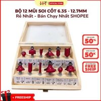 Bộ Mũi Phay Gỗ Đa Năng Lắp Máy Router Cầm Tay Mũi Soi Cốt 6.35 và 12.7mm
